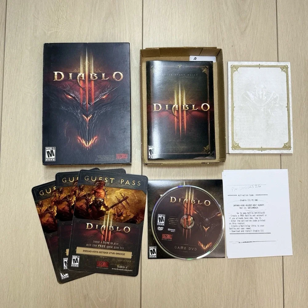 Diablo III PC Game Big‎ Box 2012 Blizzard DVD Manual Pass BattleNet RPG PCs